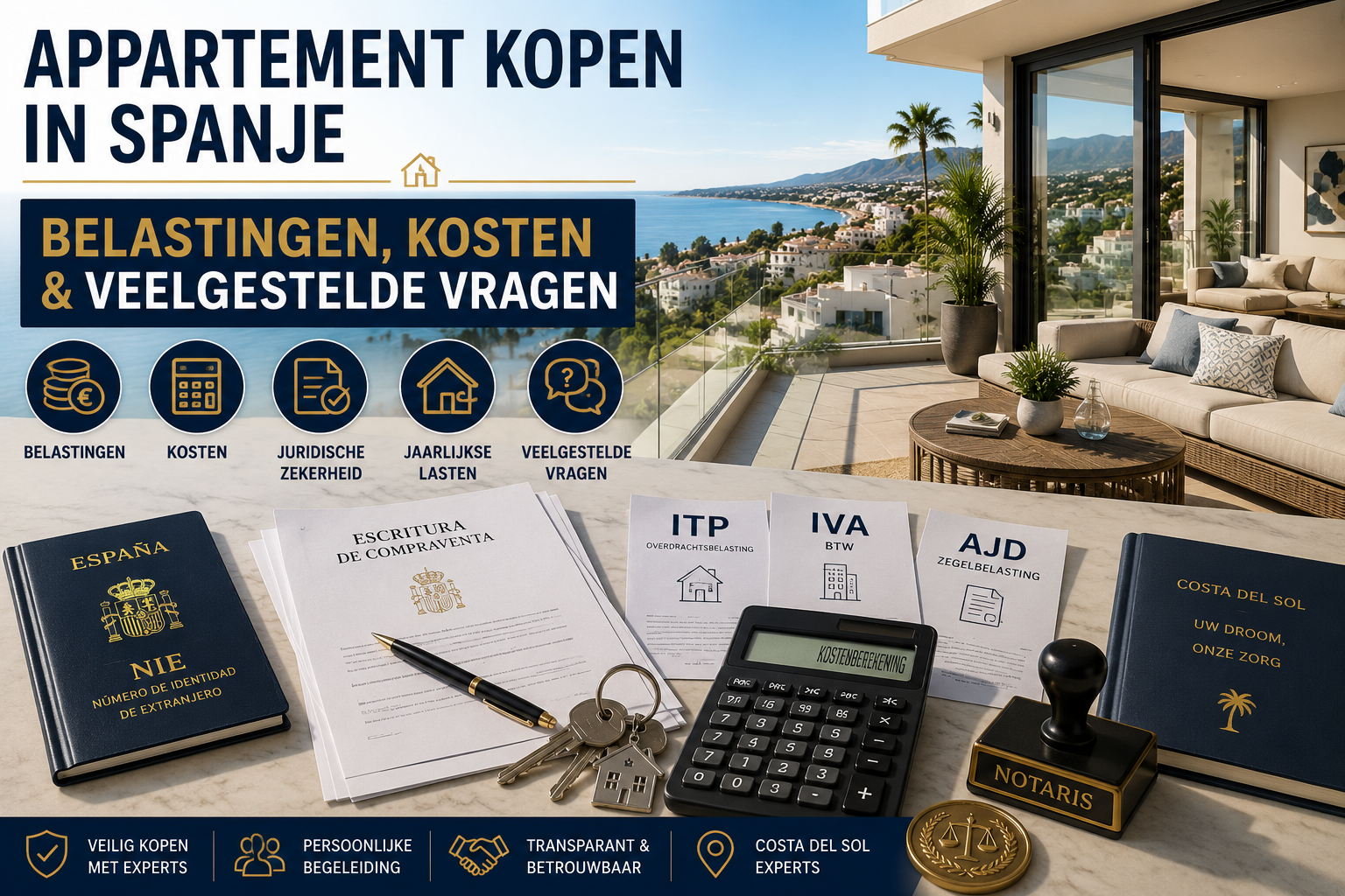 Appartement kopen in Spanje belastingen kosten en veelgestelde vragen voor Nederlandse kopers aan de Costa del Sol