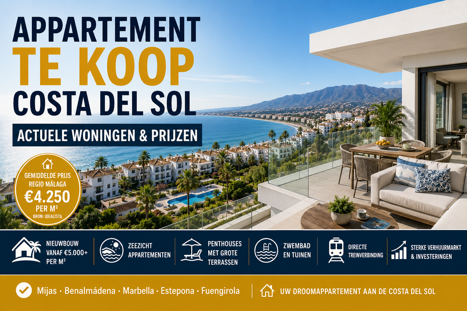 Appartement te koop Costa del Sol: actuele woningen en prijzen