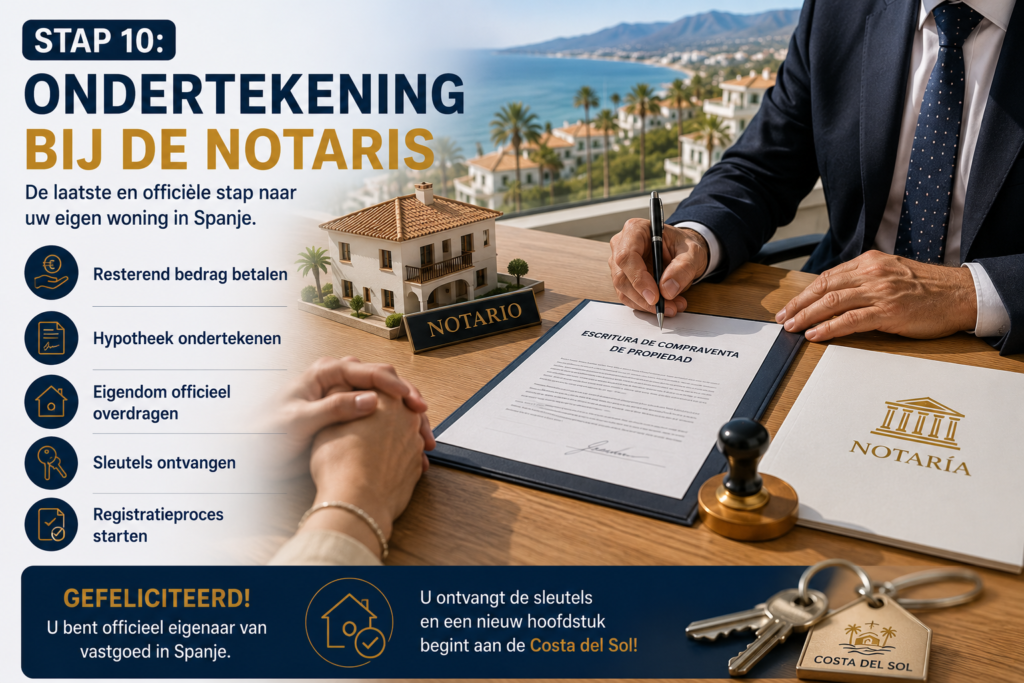 Stap 10 ondertekening bij de notaris voor aankoop van vastgoed aan de Costa del Sol in Spanje