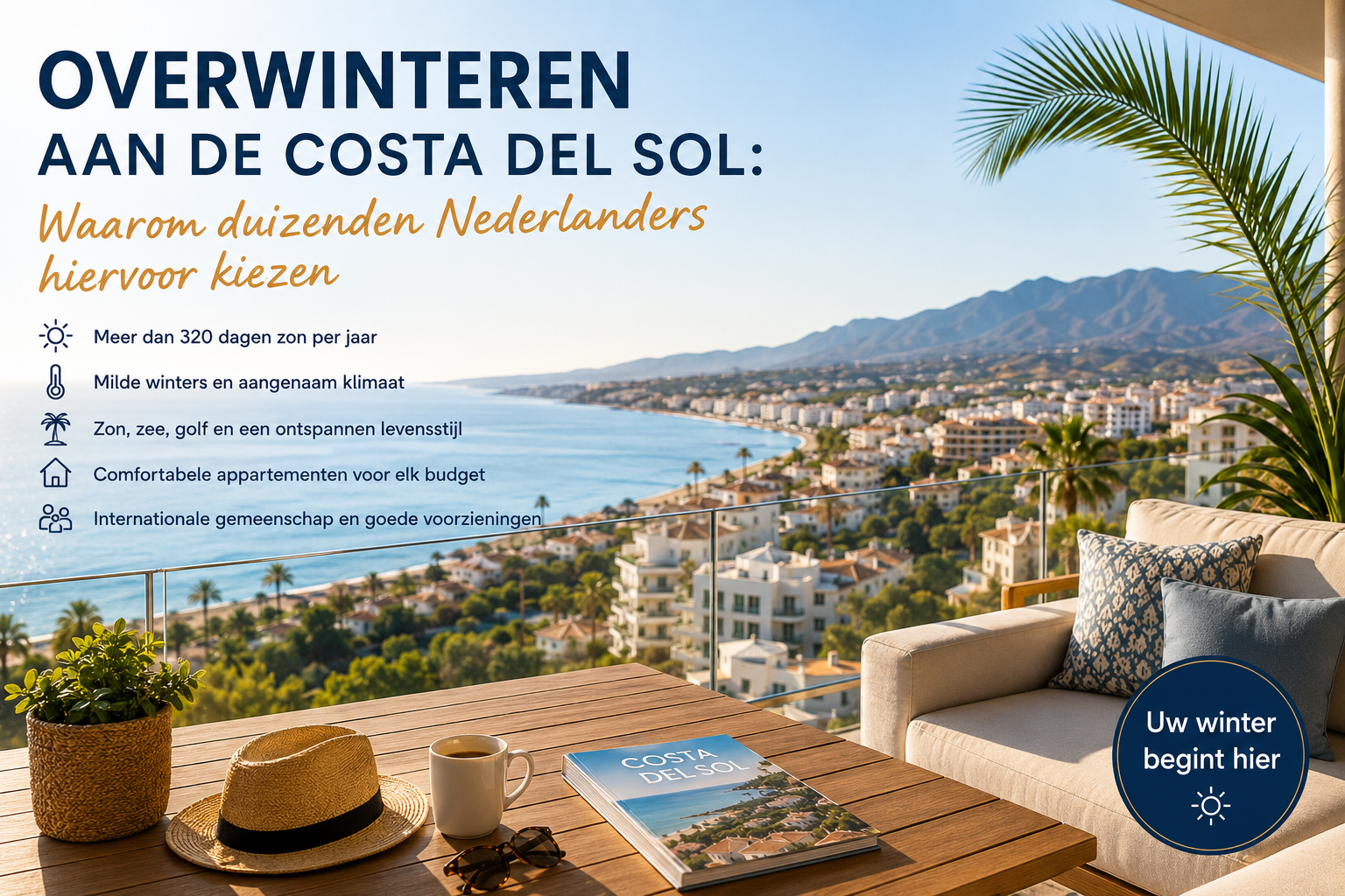 Overwinteren aan de Costa del Sol met zonnig appartement, zeezicht en mediterrane levensstijl in Zuid-Spanje